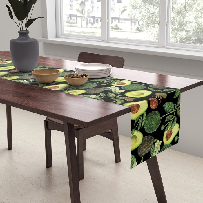 Avocado Fruit Plants - black Table Runner Gallery Image 2