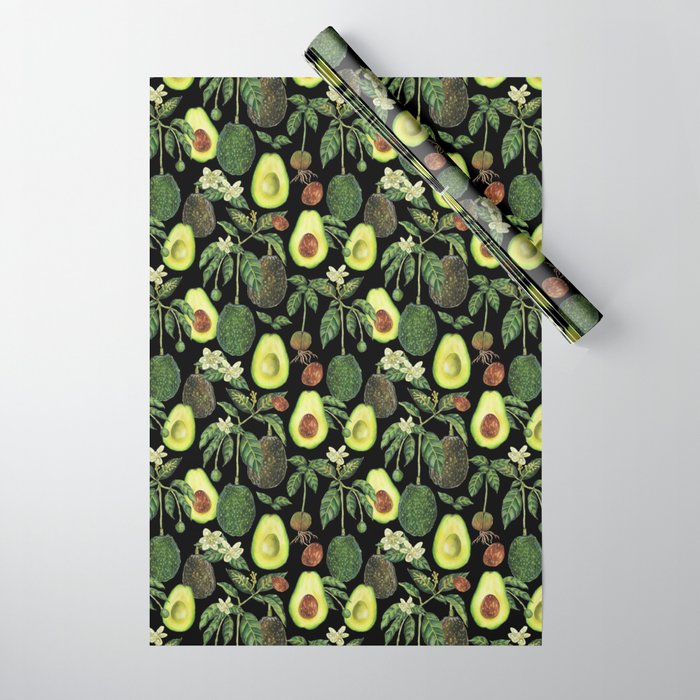Avocado Fruit Plants - black Wrapping Paper Gallery Image 1