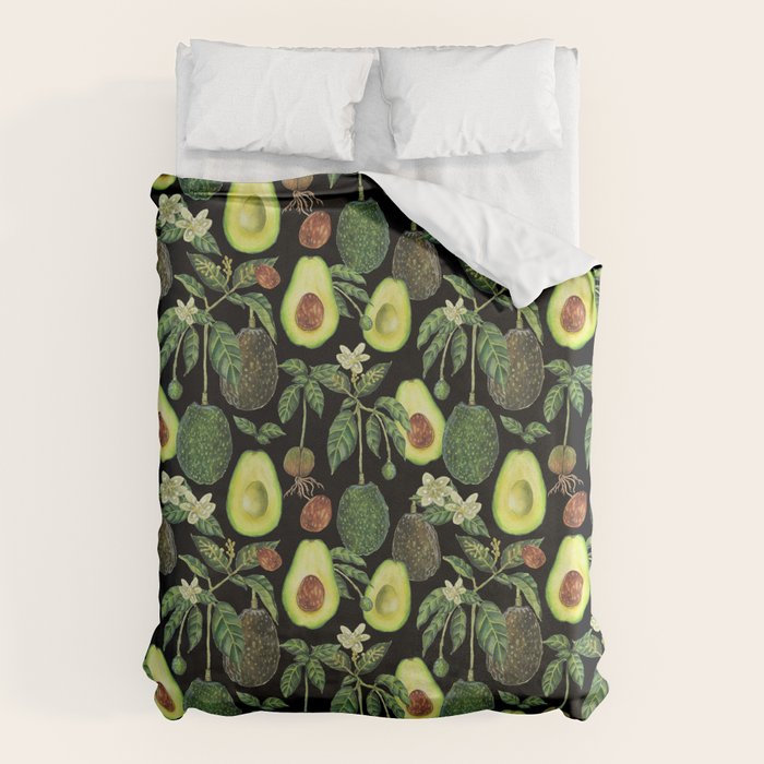 Avocado Fruit Plants - black Duvet Cover Gallery Image 1