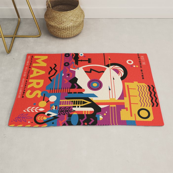 NASA Retro Space Travel Poster #9 Mars Rug Gallery Image 1