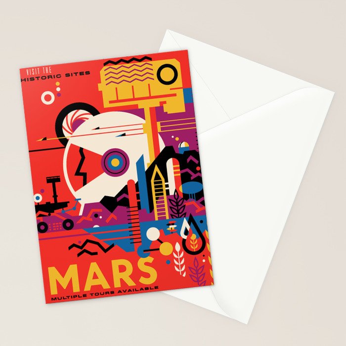 NASA Retro Space Travel Poster #9 Mars Stationery Card Gallery Image 2
