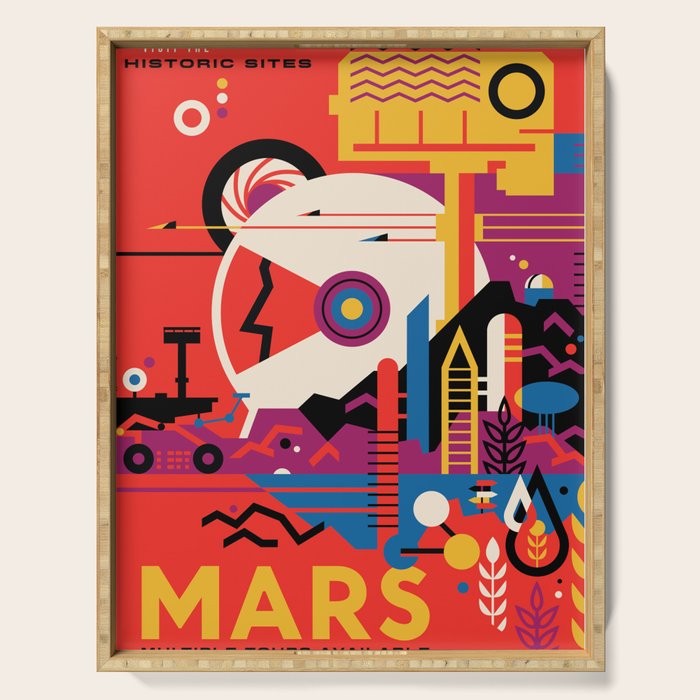 NASA Retro Space Travel Poster #9 Mars Serving Tray Gallery Image 1