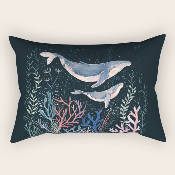 Whales and Coral Rectangular Pillow Gallery Image 1