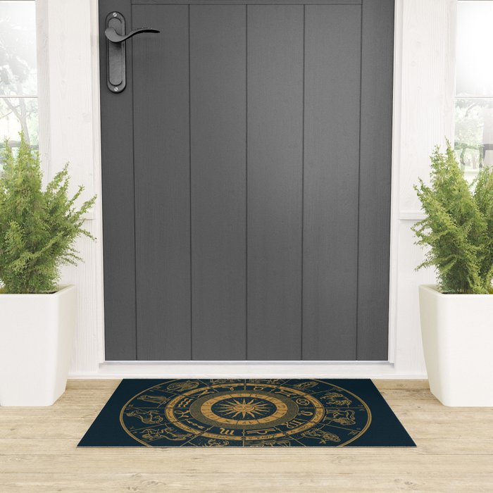 Vintage Zodiac & Astrology Chart | Royal Blue & Gold Welcome Mat Gallery Image 3