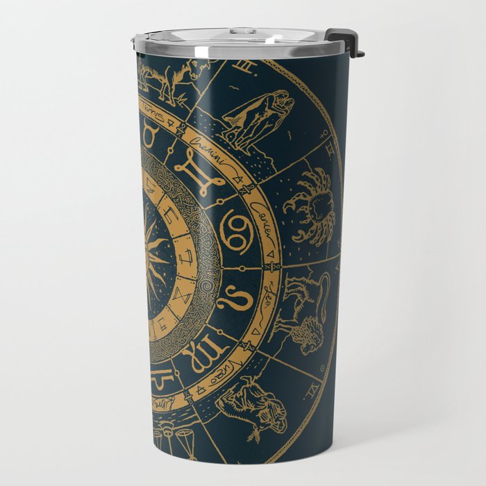 Vintage Zodiac & Astrology Chart | Royal Blue & Gold Travel Mug Gallery Image 2