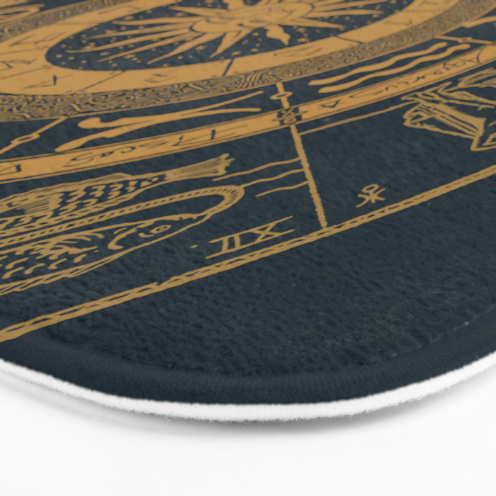 Vintage Zodiac & Astrology Chart | Royal Blue & Gold Bath Mat Gallery Image 3