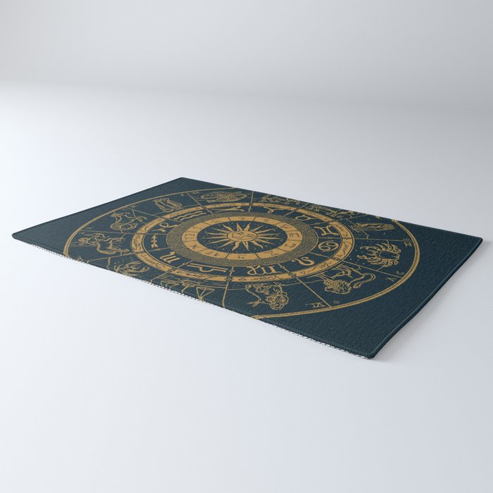 Vintage Zodiac & Astrology Chart | Royal Blue & Gold Rug Gallery Image 3