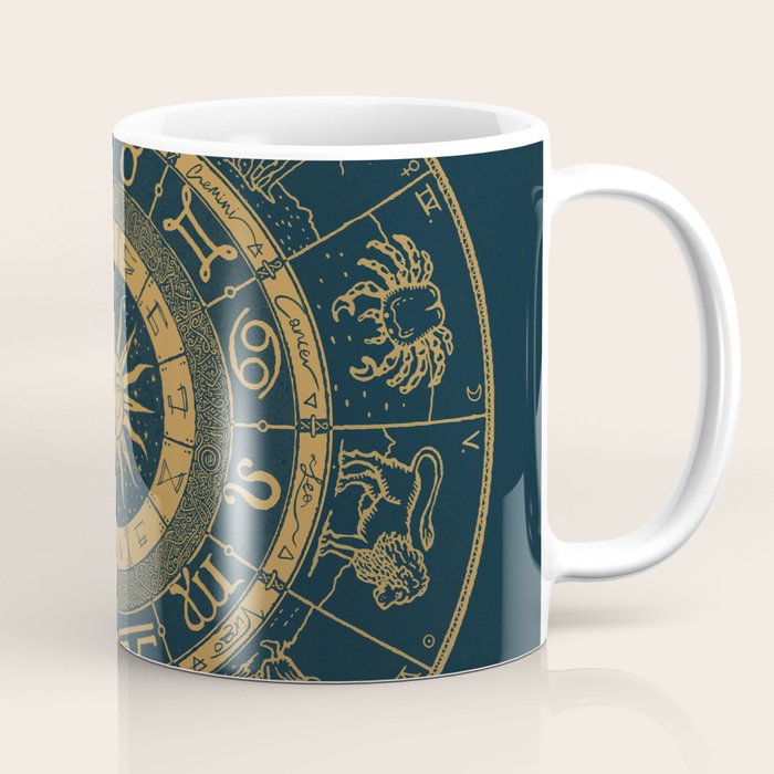 Vintage Zodiac & Astrology Chart | Royal Blue & Gold Coffee Mug Gallery Image 1