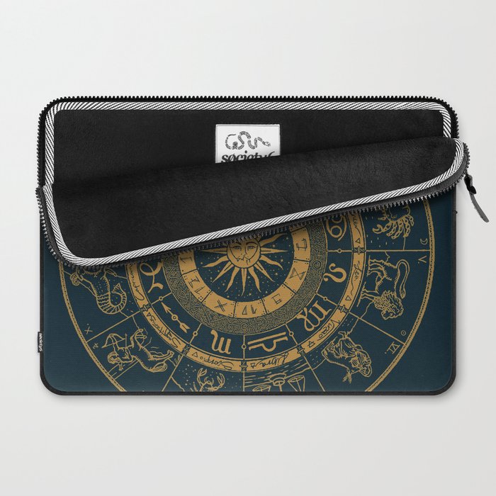 Vintage Zodiac & Astrology Chart | Royal Blue & Gold Laptop Sleeve Gallery Image 2