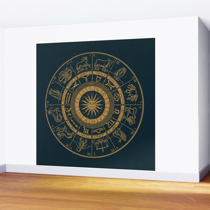 Vintage Zodiac & Astrology Chart | Royal Blue & Gold Wall Mural Gallery Image 2