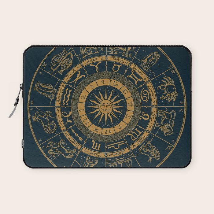 Vintage Zodiac & Astrology Chart | Royal Blue & Gold Laptop Sleeve Gallery Image 1
