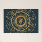 Vintage Zodiac & Astrology Chart | Royal Blue & Gold Welcome Mat Gallery Image 1