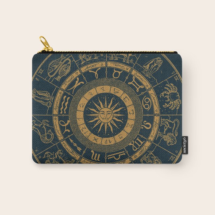 Vintage Zodiac & Astrology Chart | Royal Blue & Gold Carry All Pouch Gallery Image 1