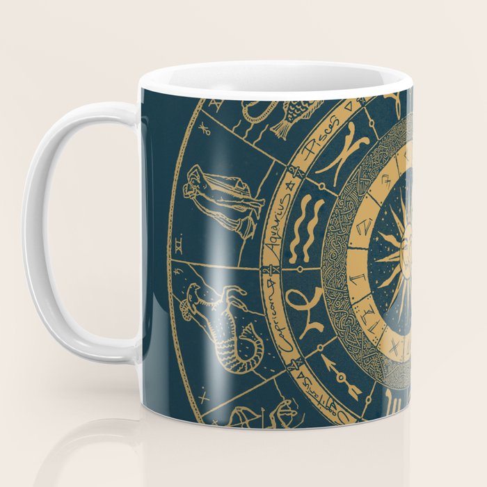 Vintage Zodiac & Astrology Chart | Royal Blue & Gold Coffee Mug Gallery Image 3