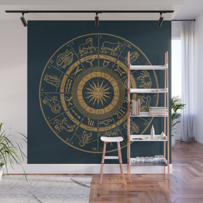 Vintage Zodiac & Astrology Chart | Royal Blue & Gold Wall Mural Gallery Image 1