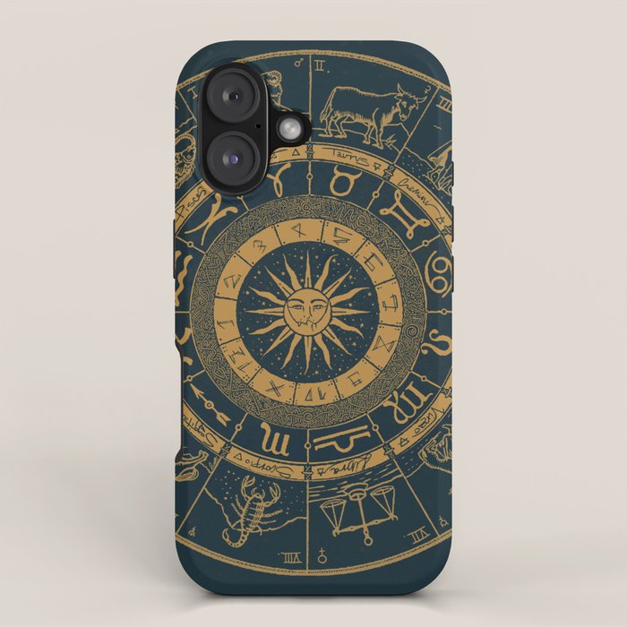 Vintage Zodiac & Astrology Chart | Royal Blue & Gold iPhone Case Gallery Image 1