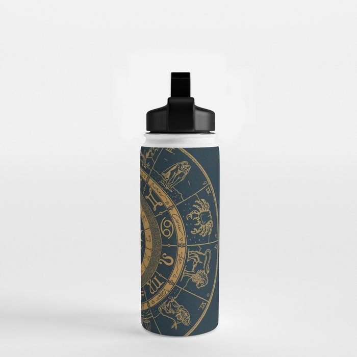 Vintage Zodiac & Astrology Chart | Royal Blue & Gold Water Bottle Gallery Image 2