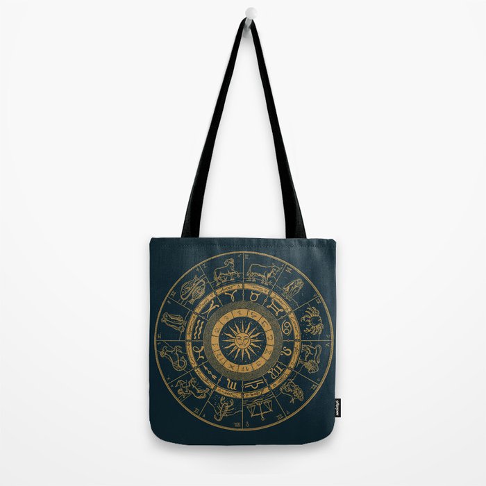 Vintage Zodiac & Astrology Chart | Royal Blue & Gold Tote Bag Gallery Image 2