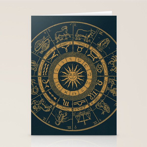 Vintage Zodiac & Astrology Chart | Royal Blue & Gold Stationery Card Gallery Image 2