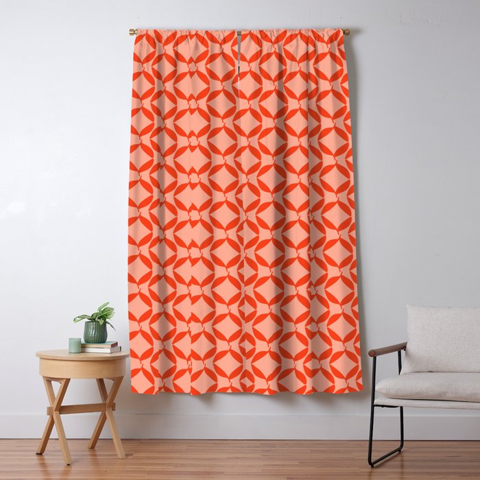 Geometric Leaves  Pink and Red Window Curtain Gallery Image 5
