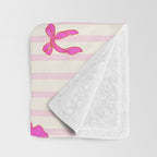 Classic Hot Pink Bows And Stripes Throw Blanket Gallery Image 3