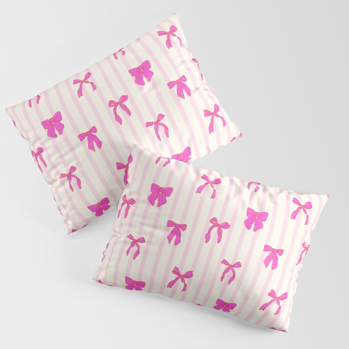 Classic Hot Pink Bows And Stripes Pillow Sham Gallery Image 3