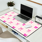 Classic Hot Pink Bows And Stripes Desk Mat Gallery Image 2