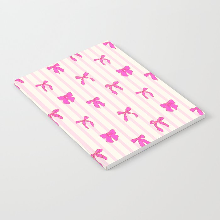 Classic Hot Pink Bows And Stripes Notebook Gallery Image 2