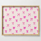 Classic Hot Pink Bows And Stripes Serving Tray Gallery Image 1