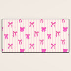 Classic Hot Pink Bows And Stripes Desk Mat Gallery Image 3