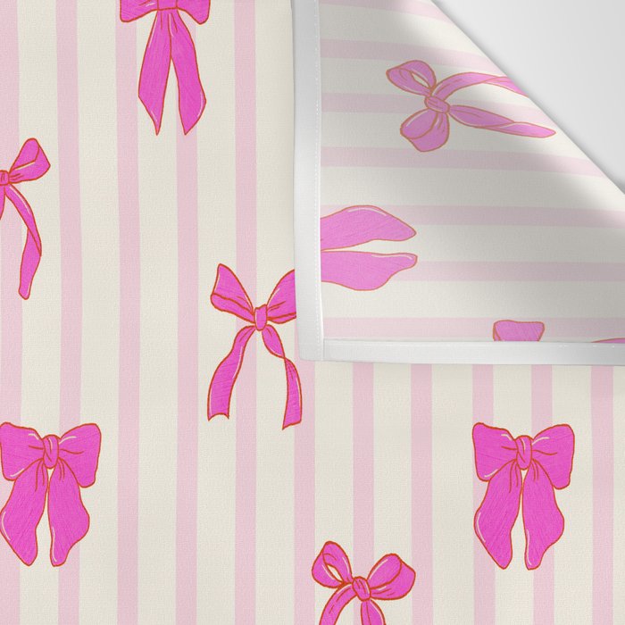 Classic Hot Pink Bows And Stripes Wall Tapestry Gallery Image 3
