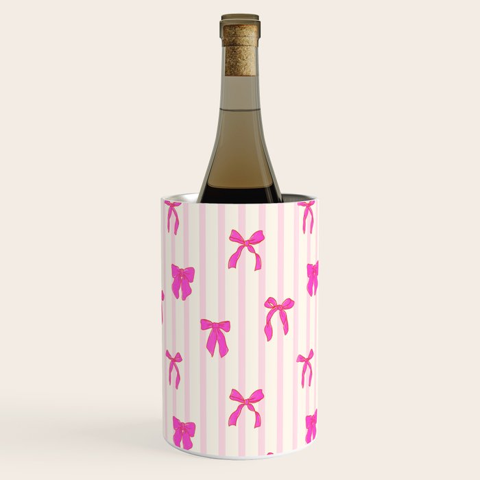 Classic Hot Pink Bows And Stripes Wine Chiller Gallery Image 3
