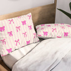 Classic Hot Pink Bows And Stripes Pillow Sham Gallery Image 2