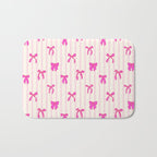Classic Hot Pink Bows And Stripes Bath Mat Gallery Image 1