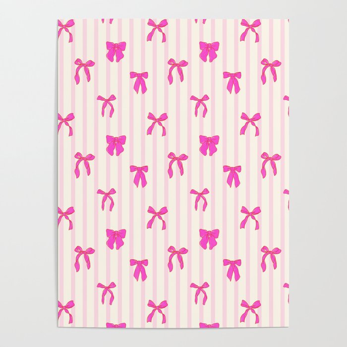 Classic Hot Pink Bows And Stripes Poster Gallery Image 4