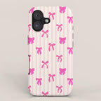 Classic Hot Pink Bows And Stripes iPhone Case Gallery Image 1