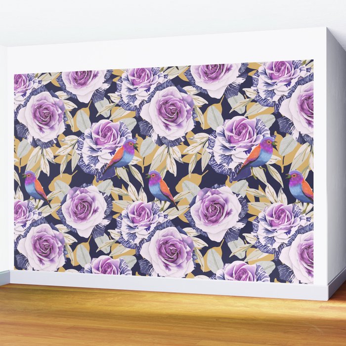Bird in the rose bush D Wall Mural Gallery Image 2