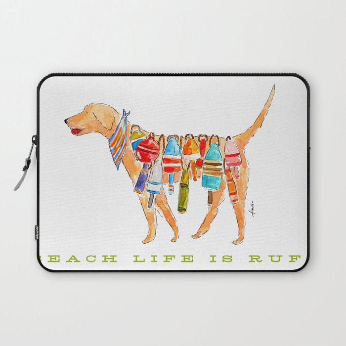 Yellow Dog Lab Buoy Beach Dog Watercolor Laptop Sleeve Gallery Image 1