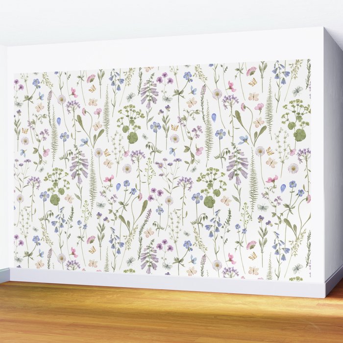 Hygge Summer Wildflowers Meadow Wall Mural Gallery Image 2