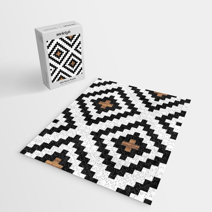 Urban Tribal Pattern No.16 - Aztec - Concrete and Wood Jigsaw Puzzle Gallery Image 2