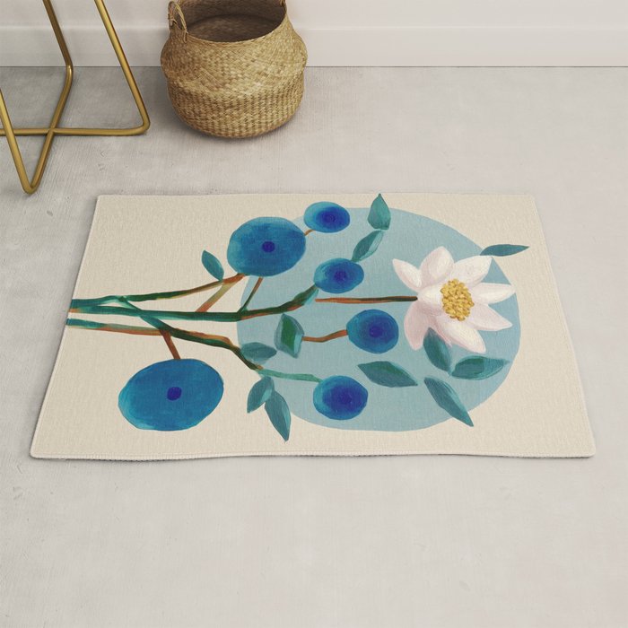 Stylized Lotus Flower Art Rug Gallery Image 1