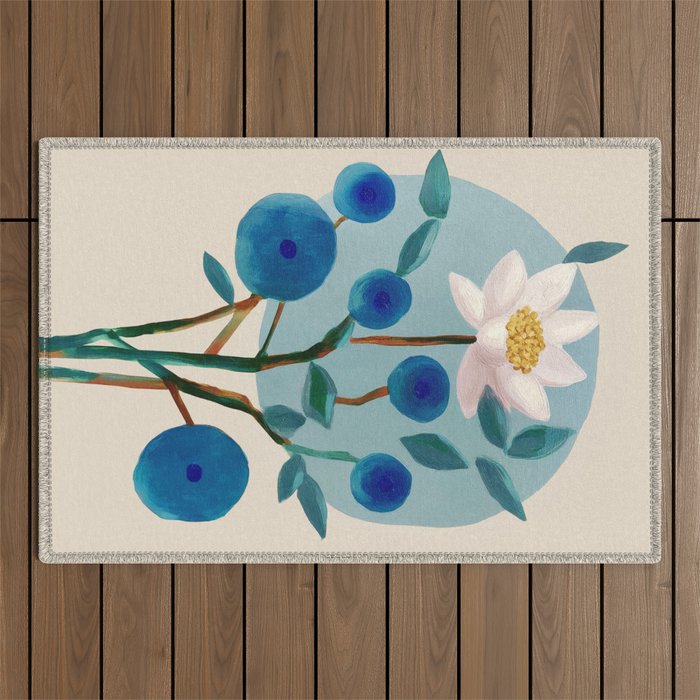Stylized Lotus Flower Art Outdoor Rug Gallery Image 1
