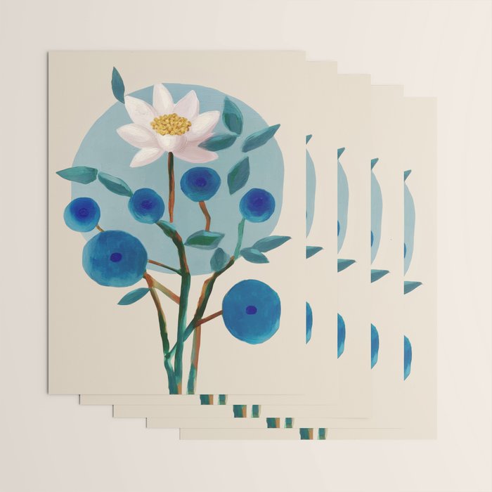 Stylized Lotus Flower Art Wrapping Paper Gallery Image 3