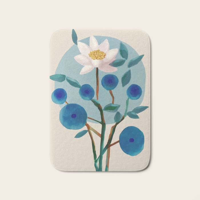 Stylized Lotus Flower Art Bath Mat Gallery Image 1