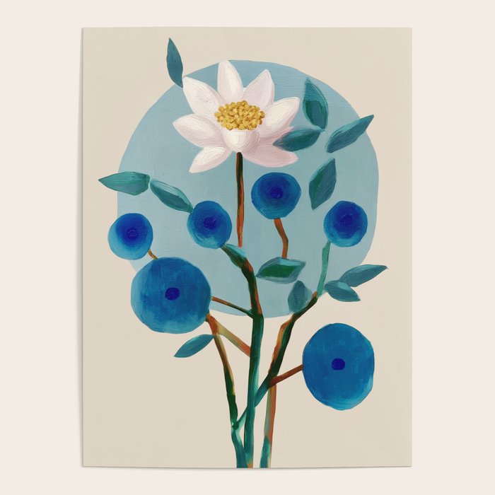 Stylized Lotus Flower Art Poster Gallery Image 1