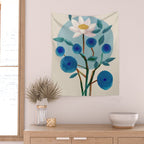 Stylized Lotus Flower Art Wall Tapestry Gallery Image 2