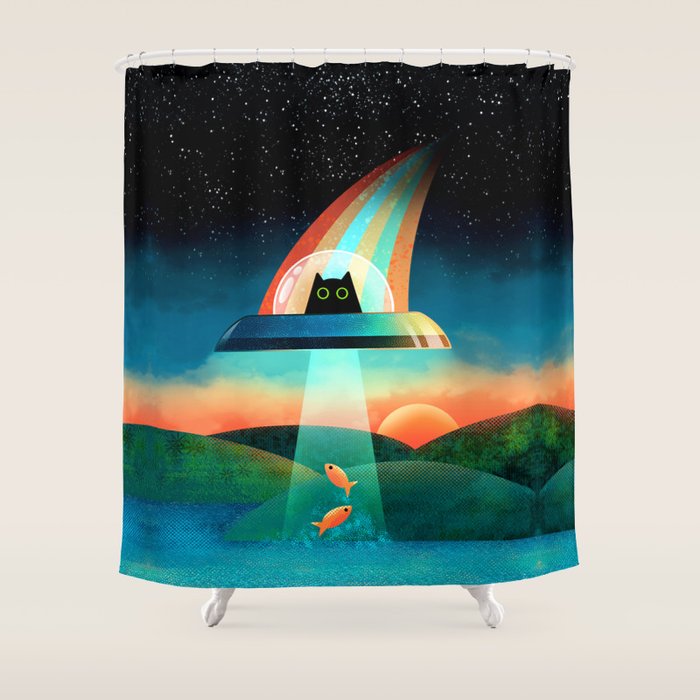 The Purrfect Alien Shower Curtain Gallery Image 1