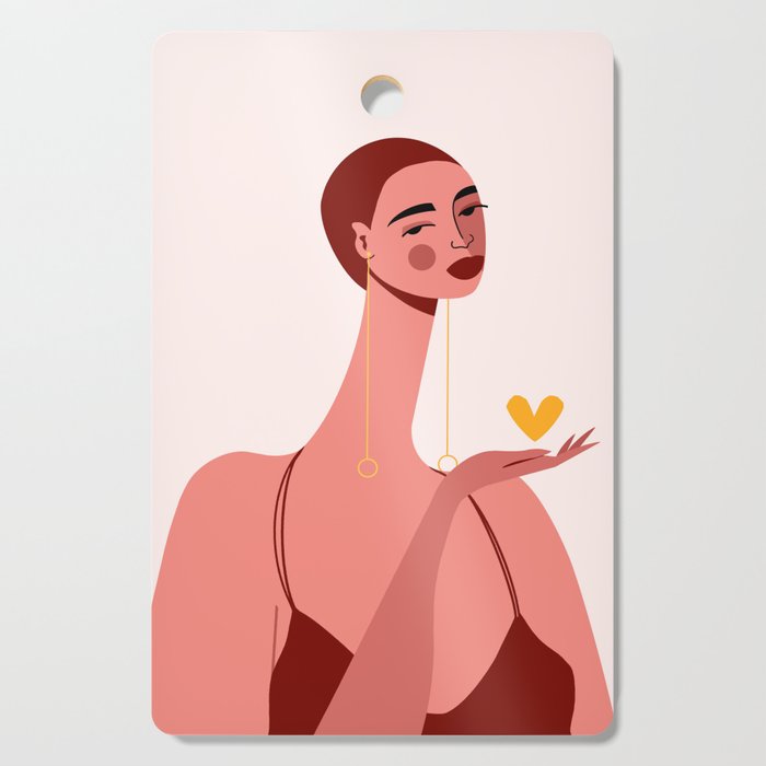 Girl With Yellow Heart Cutting Board Gallery Image 1