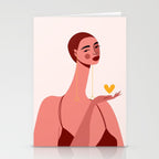 Girl With Yellow Heart Stationery Card Gallery Image 2