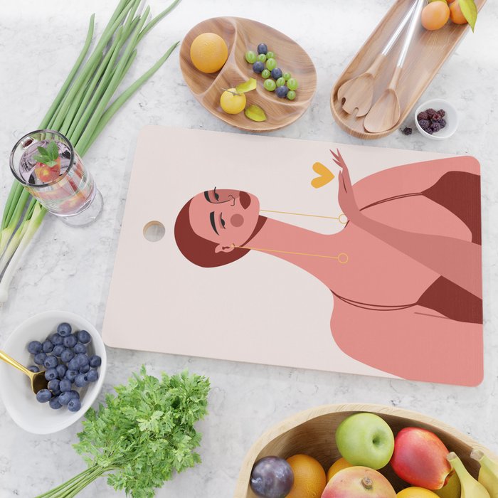Girl With Yellow Heart Cutting Board Gallery Image 2